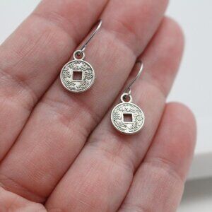 Small Lucky Coin Earrings - Handmade & Hypoallergenic